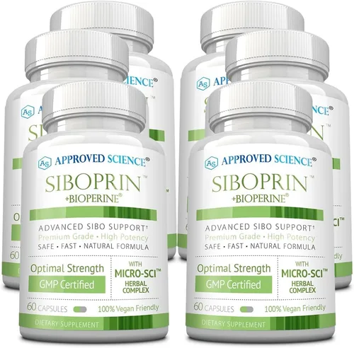 Vista 11 de Approved Science Siboprin - 60 cápsulas - Apoya el equilibrio intestinal, alivia la irritación intestinal, ayuda con calambres e hinchazón - Ácido