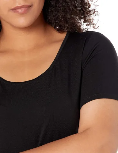 Vista 3 de Tienda Essentials - Blusa con manga corta, cuello redondo y corte relajado para mujer (disponible en talla extragrande)