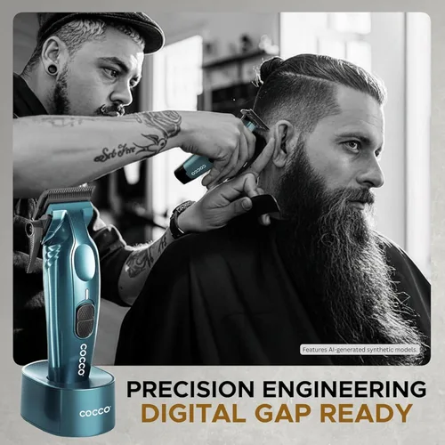 Vista 2 de Cocco Hyper Veloce Pro Clipper, Digital Gap Ambassador Graphene Taper Blade Profesional Clipper, Motor BLDC de alto par, totalmente metálico