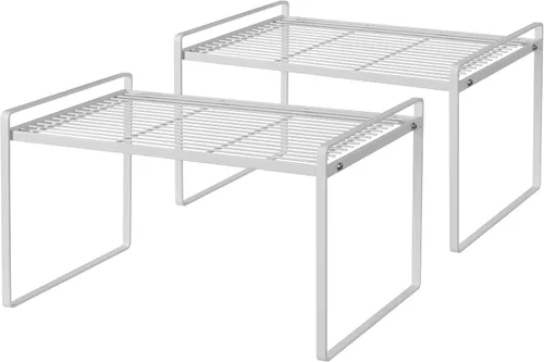Vista 16 de Shantton Paquete de 2 estantes de gabinete de cocina, estante organizador de despensa, baño, dormitorio, oficina, mesa, escritorio, ahorro