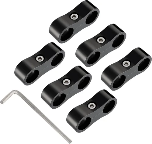 Vista 12 de EVIL ENERGY 4AN Abrazadera Separadora de Manguera, Abrazadera de Montaje de Línea de Combustible AN4 de Aluminio Negro 4PCS