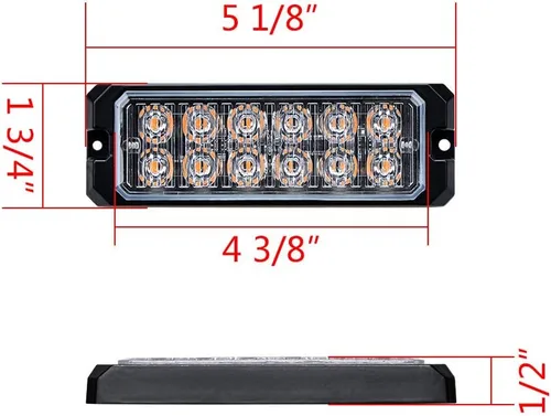Vista 7 de Corp Set ámbar de advertencia de emergencia peligro de seguridad, 1 unidad de 30 pulgadas 56 LED estroboscópica barra de luz superior y 6 piezas 12