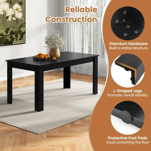 Vista 7 de Giantex Mesa de comedor para 6, mesa de cocina rectangular con capacidad de 330 libras, estructura estable, 63 pulgadas de largo x 31.5 pulgadas