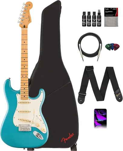 Vista 34 de Fender Player II Modified Stratocaster - Paquete de atardecer con bolsa de concierto, correa, cable, paquete de 3 púas y kit de limpieza de guitarra