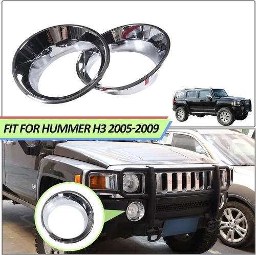 Vista 5 de Anillo de cubierta de lámpara antiniebla delantera para accesorios Hummer H3 2005-2009, protector de marco de lámpara antiniebla, parachoques