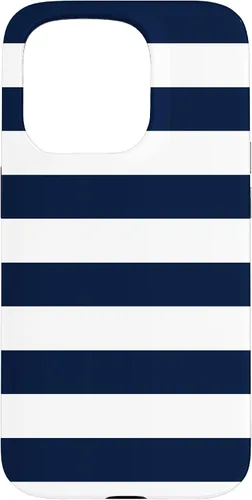 Vista 14 de Azul marino blanco rayas geométricas femeninas rayas preppy rayas caso para iPhone 17