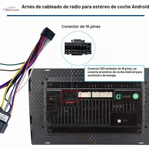 Vista 3 de Adaptador de arnés de radio ISO de 16 pines para Chevrolet 2006-2014 Buick 2008-2017, arnés de cableado estéreo de coche Android de 16 pines
