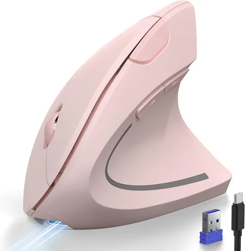 Vista 12 de TECKNET Ratón Ergonómico, Ratones Verticales Recargables 2.4G+Bluetooth 6 DPI Ajustables, Ratón Óptico Inalámbrico para Túnel Carpiano Mano Derecha