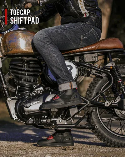 Vista 8 de Grapelet Zapatos de motocicleta para hombre, antideslizantes, botas protectoras de motocross con cremallera lateral, soporte de tobillo
