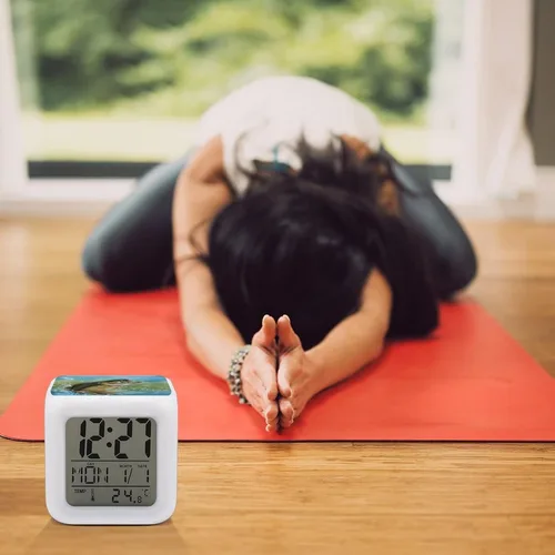 Vista 7 de Reloj despertador de pesca con graves reloj digital duradero multifunción LED para dormitorio, oficina en casa