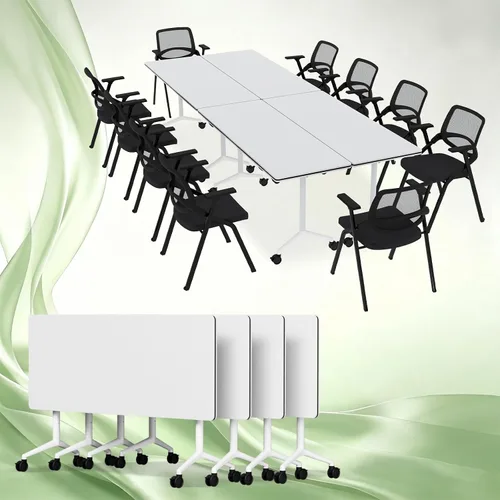 Vista 12 de Paquete de 2 mesas de conferencias plegables, mesa de reunión modular de 1915-gris