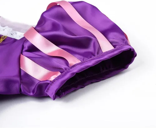 Vista 9 de Aoiviss Disfraz de Rapunzel para niñas, ropa de vestir de princesa, para cumpleaños, Halloween, cosplay, color morado