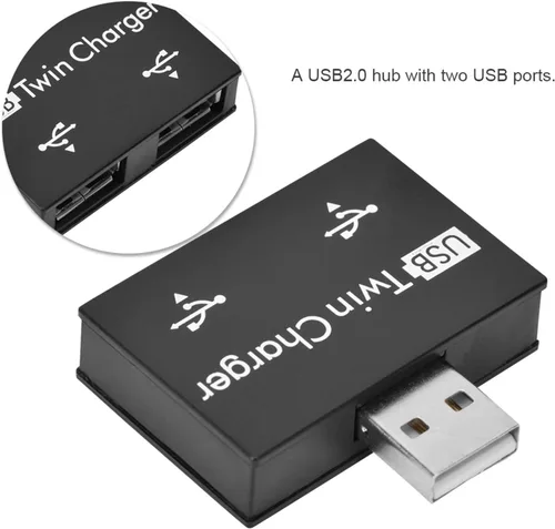 Vista 6 de Adaptador divisor USB macho a 2 hembras, convertidor de extensión USB 2.0, 1 macho a 2 hembras, concentrador USB 2.0 de 2 puertos para Negro