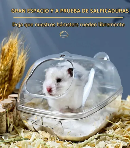 Vista 3 de Contenedor de baño de arena para hámster, bañera de hámster con cuchara de limpieza, gran espacio, fácil de limpiar, para hámster enano, jerbo