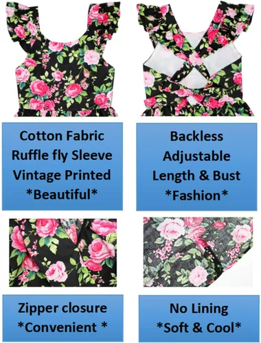 Vista 263 de Vestido de verano para niña, de algodón, con diseño floral