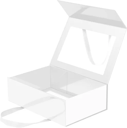 Vista 26 de Caja de regalo negra con ventana, caja de regalo magnética transparente para regalo, caja de propuesta de padrino de boda (10.5 x 7.5 x 3 pulgadas)