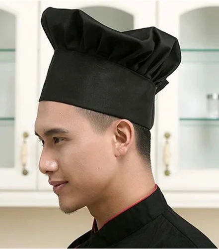 Vista 3 de Hyzrz - Gorro de chef ajustable para adulto, elástico, para cocinar, negro