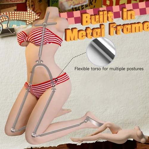 Vista 3 de Muñeca sexual realista de 52.3 libras con pierna, masturbador masculino con coño de pecho relleno de gel, muñecas sólidas de TPE para sexo, muñeca