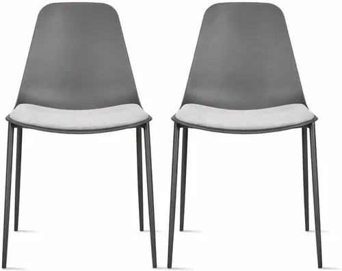 Vista 12 de 2xhome Silla moderna de cocina y comedor Cojín acolchado de tela Patas de metal y asiento de plástico sin brazos Oficina Interior Patio Café