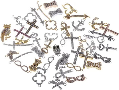 Vista 3 de RUBYCA Mezcla Surtido 25pcs Lote Metal Lateral Pulsera de Cristal Conector de Cuentas DIY Joyería Shamballa