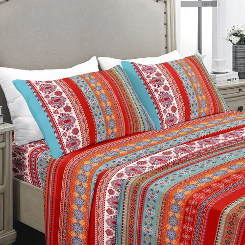 Vista 12 de YIYEA Juego de sábanas individuales, sábanas de hotel de calidad de 1800 hilos de microfibra doble cepillada con flores para cama individual, extra