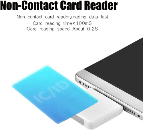 Vista 4 de Lector de tarjetas inteligentes sin contacto portátil, interfaz USB macho, IC/ID versión dual, lectura rápida de 0.2s, para PC, teléfono, tableta