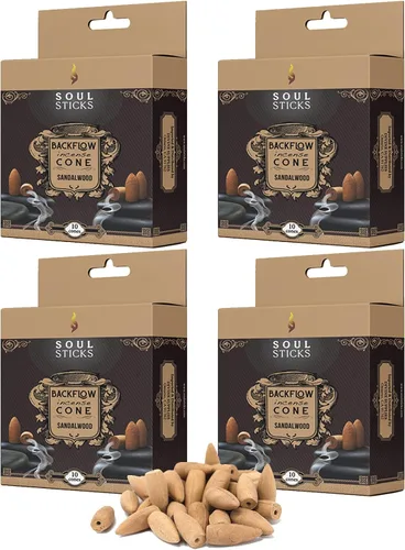 Vista 23 de Conos de incienso de reflujo – 40 conos orgánicos hechos a mano para quemador de cascada Paquete de 4 aromas aromáticos de larga duración Go Away