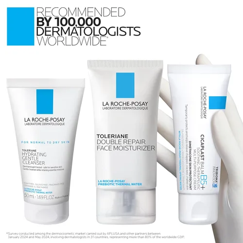 Vista 2 de La Roche-Posay Set de regalo protector de piel seca con Toleriane Limpiador suave hidratante facial 1.7 fl oz, hidratante facial de doble reparación