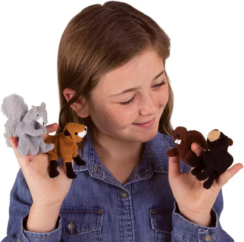 Vista 3 de Folkmanis Woodland Animal Finger Puppet Set, multicolor, 8" (2769)