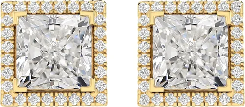 Vista 6 de Houston Diamond District Aretes de halo de diamantes cultivados en Platinado