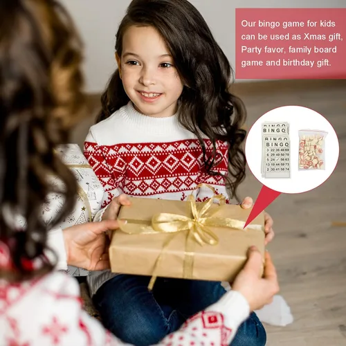 Vista 7 de Juego de Bingo Clásico, Juego de Bingo de Madera Incluye 40 Tarjetas de Números de Bingo y 75 Piezas de Ajedrez, Juego de Azar para Niños, Adultos