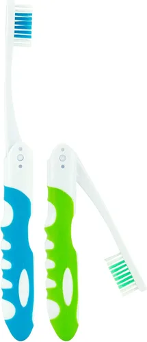 Vista 8 de Cepillo de dientes de viaje, función plegable para llevar, cepillos de cerdas medianas (2 unidades), Carbón activado (2 unidades)