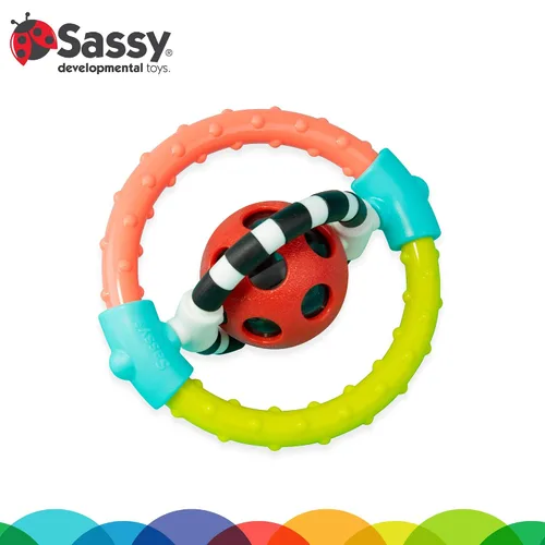 Vista 2 de Sassy Anillo flexible giratorio y masticable con giradores de doble acción, para mayores de 0 meses