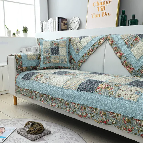 Vista 4 de vctops Fundas para sofá y sofá modulares de algodón bohemio con retazos, antideslizantes, para perros, gatos y mascotas, para sofá biplaza, sillón