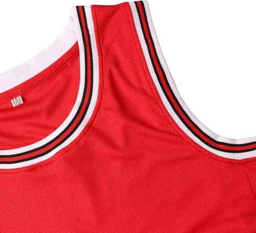 Vista 4 de Camiseta de baloncesto en blanco para hombre, de malla deportiva, para práctica deportiva, camiseta de hip hop de los años 90