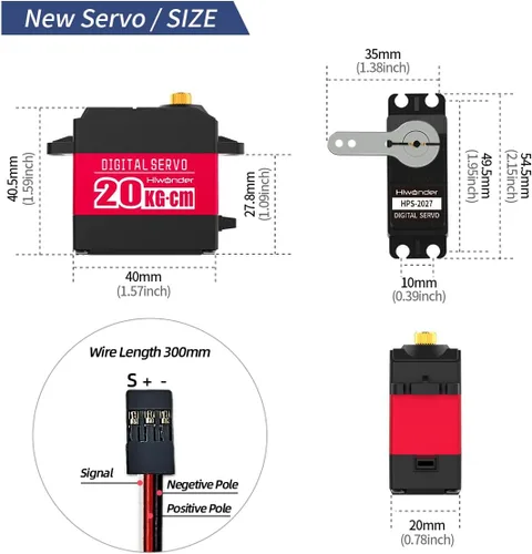 Vista 5 de Hiwonder Engranaje completo del metal del motor servo de Digitaces del alto esfuerzo de torsión de 44.1 lbs, impermeable de la caja del metal