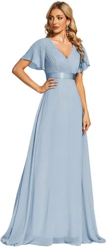 Vista 12 de Ever-Pretty Vestidos formales de mujer para madre de la novia, de manga corta, de chifón, con cintura imperio, de largo hasta el suelo, para dama