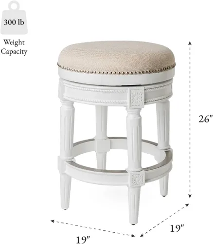 Vista 3 de Maven Lane Pullman Taburete de mostrador sin espalda, blanco, 26 pulgadas blanco (alabaster white)