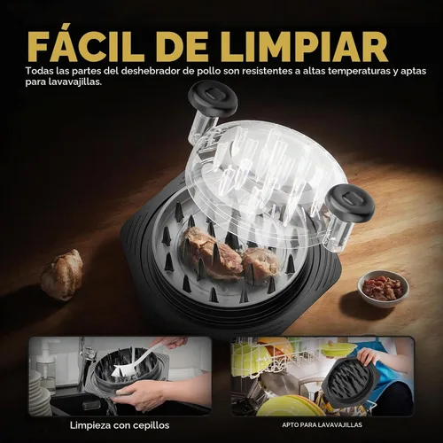 Vista 8 de Cleangor Herramienta de trituración de pollo Twist Grande, trituradora de carne libre de BPA con mango ergonómico, herramienta de trituración