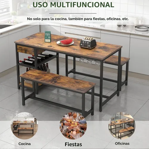 Vista 8 de Juego de mesa de comedor para 4-6 personas, mesa de comedor de cocina