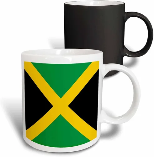 Vista 9 de 3dRose Bandera de Jamaica - Taza cuadrada, 11 onzas, color negro