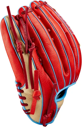 Vista 5 de Wilson 2024 A1000 - Guantes de béisbol de fuera del área, 12.25" y 12.5" Rojo/Rubio/Azul