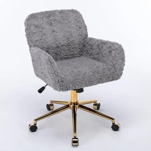 Vista 10 de Silla de tocador de piel sintética rosa bebé, silla de escritorio
