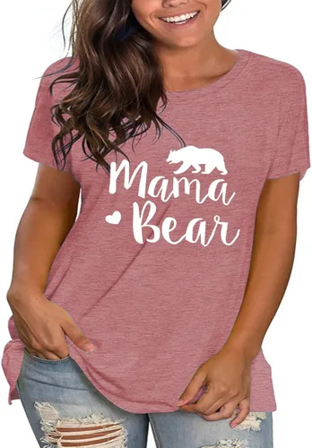 Vista 2 de Camisetas de manga corta para mujer con estampado de mamá de talla grande