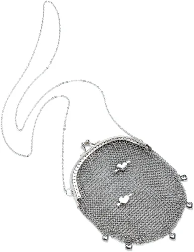 Vista 9 de Bolso de malla vintage para noche, bolso de mano antiguo para baile de graduación, cóctel, fiesta, fiesta brillante