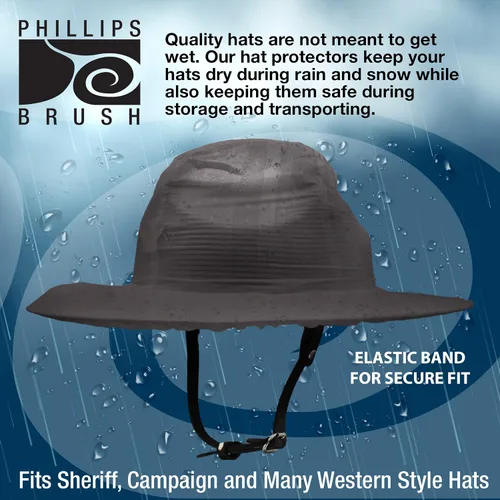 Vista 5 de Phillips Brush Gorra de lluvia reutilizable cubierta protectora para sombrero y bolsa de transporte