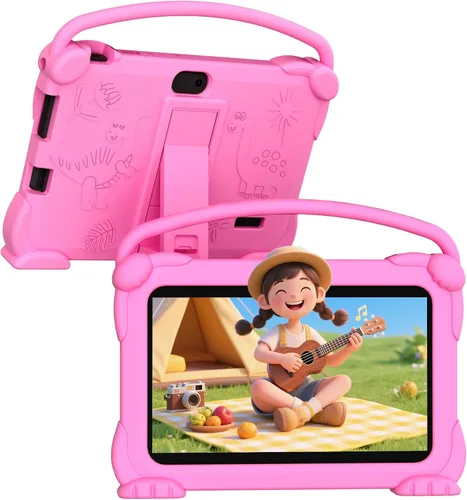 Vista 8 de Tablet para niños de 7 pulgadas, tableta Android para niños, 4 GB de RAM+32 GB ROM+1 TB expandir, tabletas para niños pequeños con funda a prueba