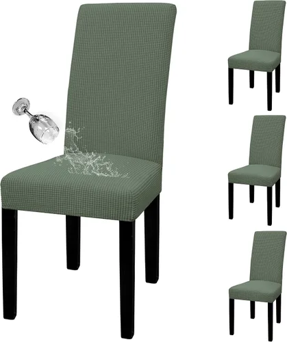 Vista 19 de Easy-Going - Juego de 2 fundas para sillas de comedor 100% impermeables, de tela Jacquard elástica, fundas protectoras removibles y lavables