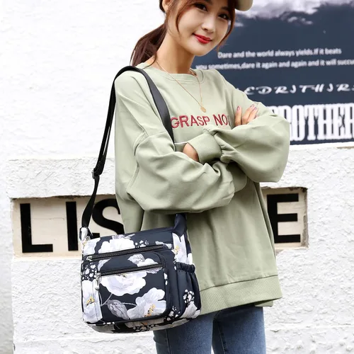 Vista 5 de DENGSHANYANG Bolsos cruzados para mujer, bolso de hombro, bolso de mano, múltiples bolsillos, bolso de mensajero de nailon
