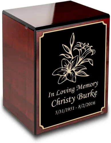 Vista 13 de GetUrns Caja conmemorativa de urna de cremación de cereza pequeña grabada personalizada para cenizas (gloria americana)